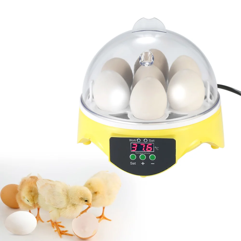 

New 7 Eggs Incubator Hatcher Transparent Eggs Hatching Machine Automatic Temperature Control for Chicken Duck Bird Eggs 110-220V