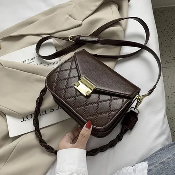 

Fashion Small Shoulder Bags New Thread Pattern PU Leather Crossbody Bags for Women Winter Branded Handbags and Purses Luxury