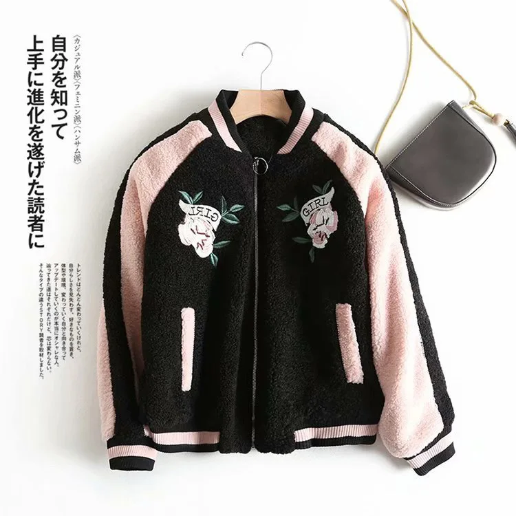 

F5051-Western Style WOMEN'S Dress 2019 Autumn & Winter New Style Stand Collar Flower Embroidered Nap Coat Women's
