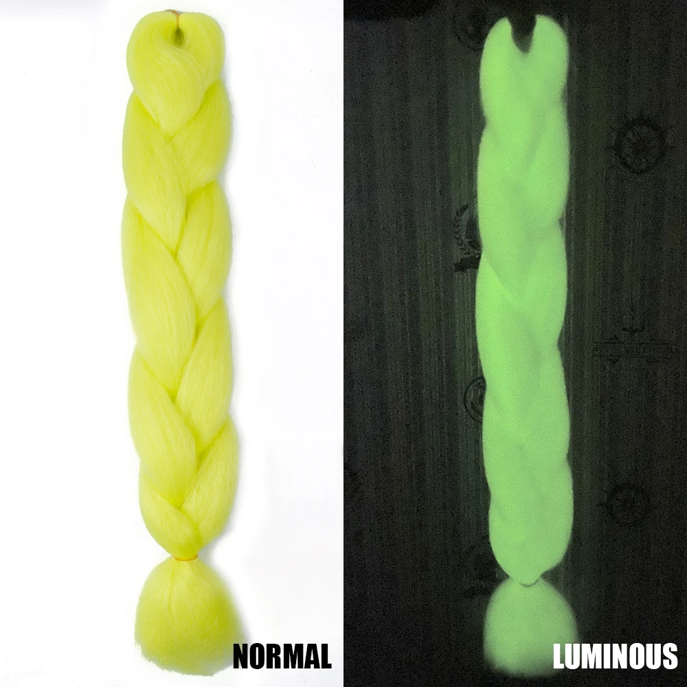 Neon Glowing Hair Florescent Light Braiding Hair Synthetic Jumbo Braids Shining Hair in the Darkness 24inch 100g kanekalon - Цвет: #5