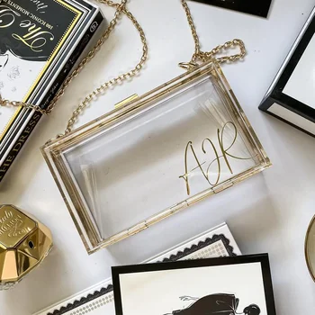 

Custom fashion acrylic transparent clutch bag lady shoulder bag hard day clutch bag wedding party evening dress wallet