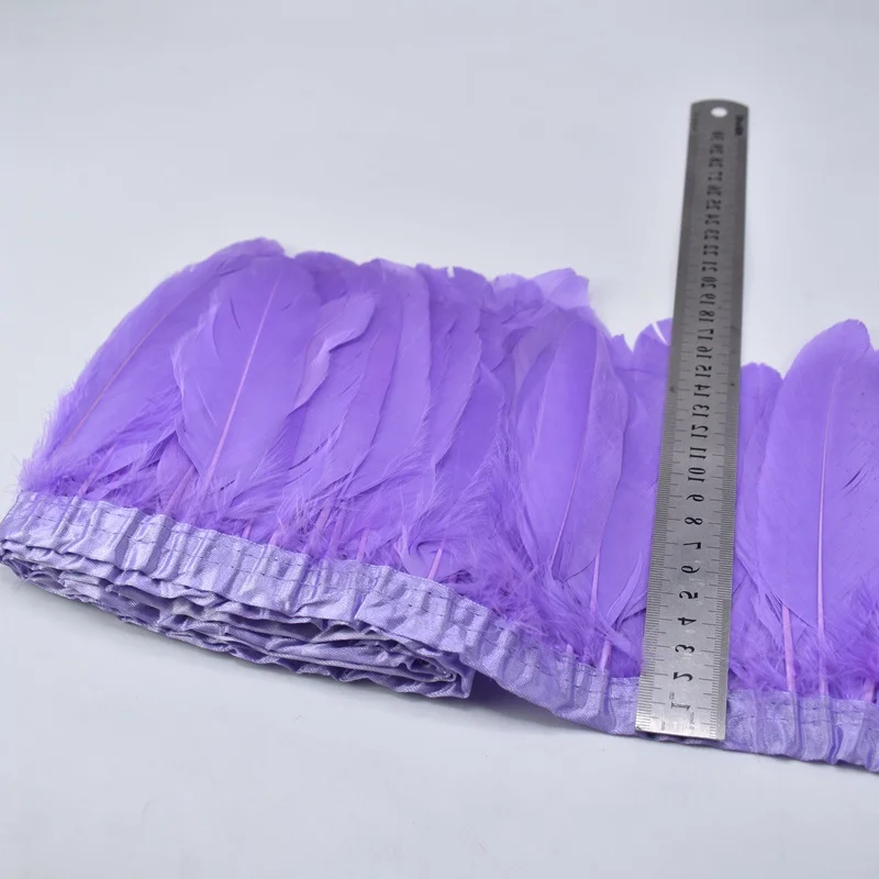 Light purple Высокое качество, 2 м/лот, розовые, красные гусиные перья, отделка, бахрома для шитья одежды, 15-20 см, сделай сам, для дома, вечерние, свадебные, декоративные - Цвет: Light purple