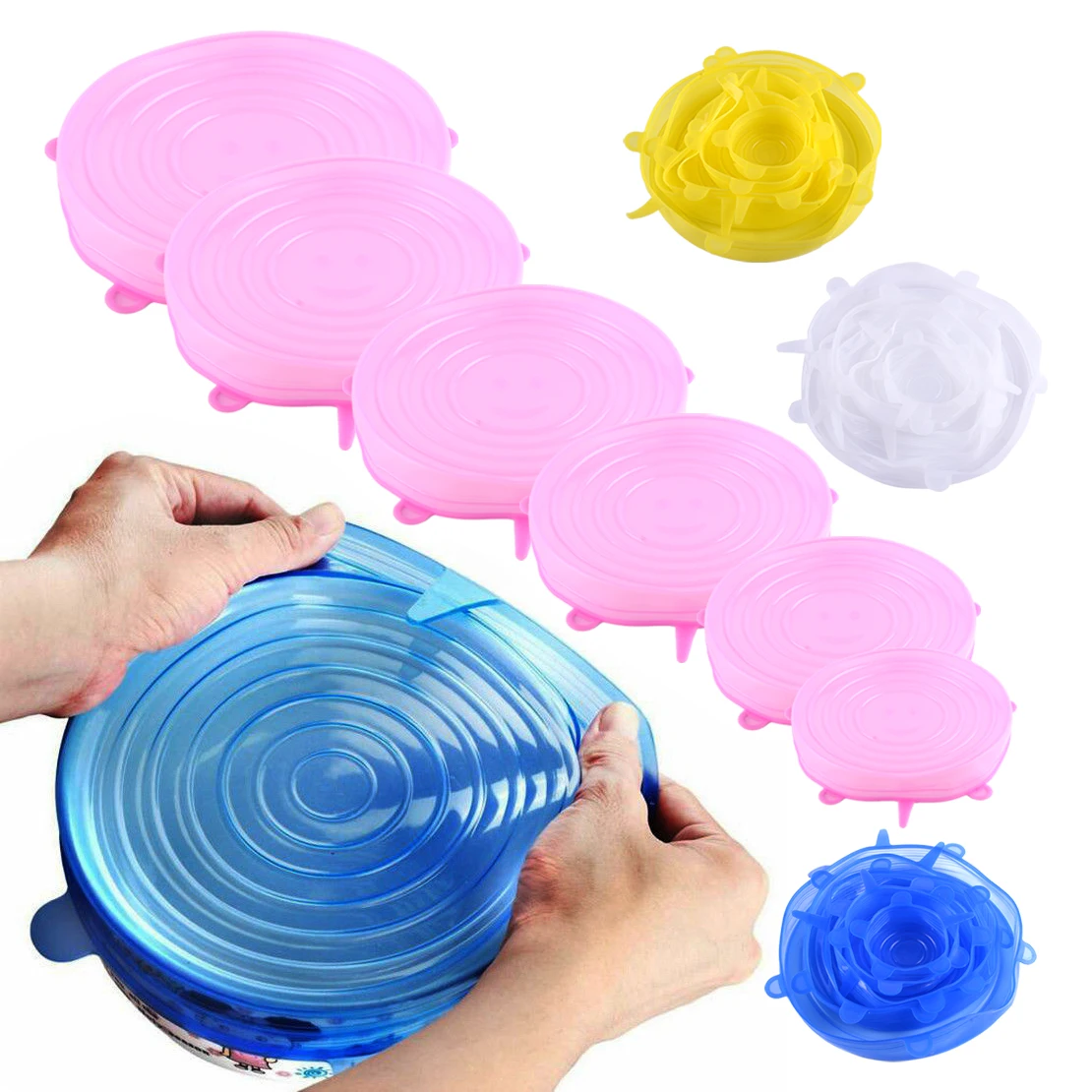 

LETAOSK 6Pcs Universal Silicone Anti-Spill & Proof Leak Stretch Suction Pot Lids Kitchen Cover Pan Bowl Stopper
