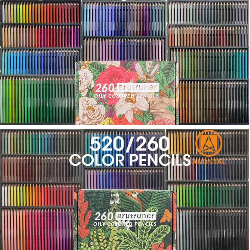 Andstal Brutfuner 520 Colors Colored Pencils Professional Drawing Color Pencil Set 260 For Artist Coloring Sketch Art Supplies