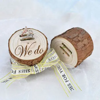 

5-7cm DIY Natural Wood Unfinished Blank Vintage Shabby Wedding Ring Box Natural Wood Jewelry Dispaly Rustic Ring Tray