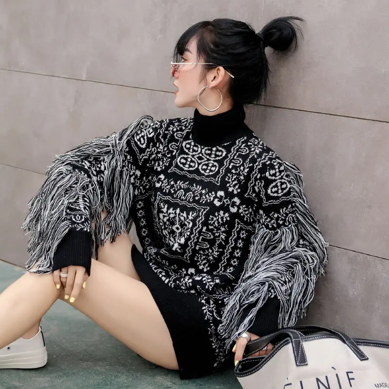 XITAO винтажный вязаный свитер с кисточками, женский стиль, пуловер в стиле пэчворк, элегантный осенний корейский модный свитер, GCC1361