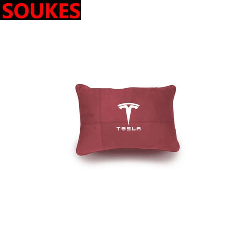 1 комплект для Tesla модель S модель X 3 P100D P85D автомобильное сиденье поддерживает подушку для спины поясничная Подушка подголовник шеи пены памяти - Название цвета: Lumbar red