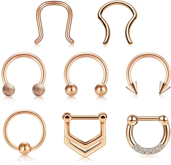 

Nose Rings Septum RingsStainless Steel Septum Hoop Horseshoe Rings Cartilage Daith Tragus Retainers Body Piercing for Women Men
