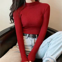 

Spring Autumn Sweaters Turtleneck Pullovers Basic Women Long Sleeve Slim Sweaters Casual Jumper Female Korean Knitted Top