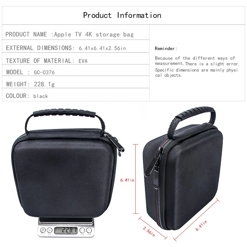  EVA Hard Travel Carrying Case for Apple TV 4K (32GB / 64GB Latest Model)