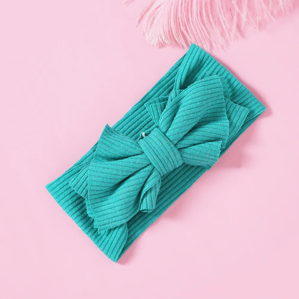 Для маленьких девочек повязка на голову вязаный, для новорожденных с бантом, Haarband тюрбан детские повязки на голову с головными повязками для Детские волосы для девочек Аксессуары - Цвет: Зеленый