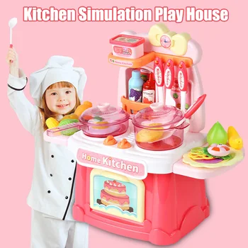 

Children Pretend Play Kitchen Toy Set Electric Spray Sound Light Cooking Toy Set S7JN