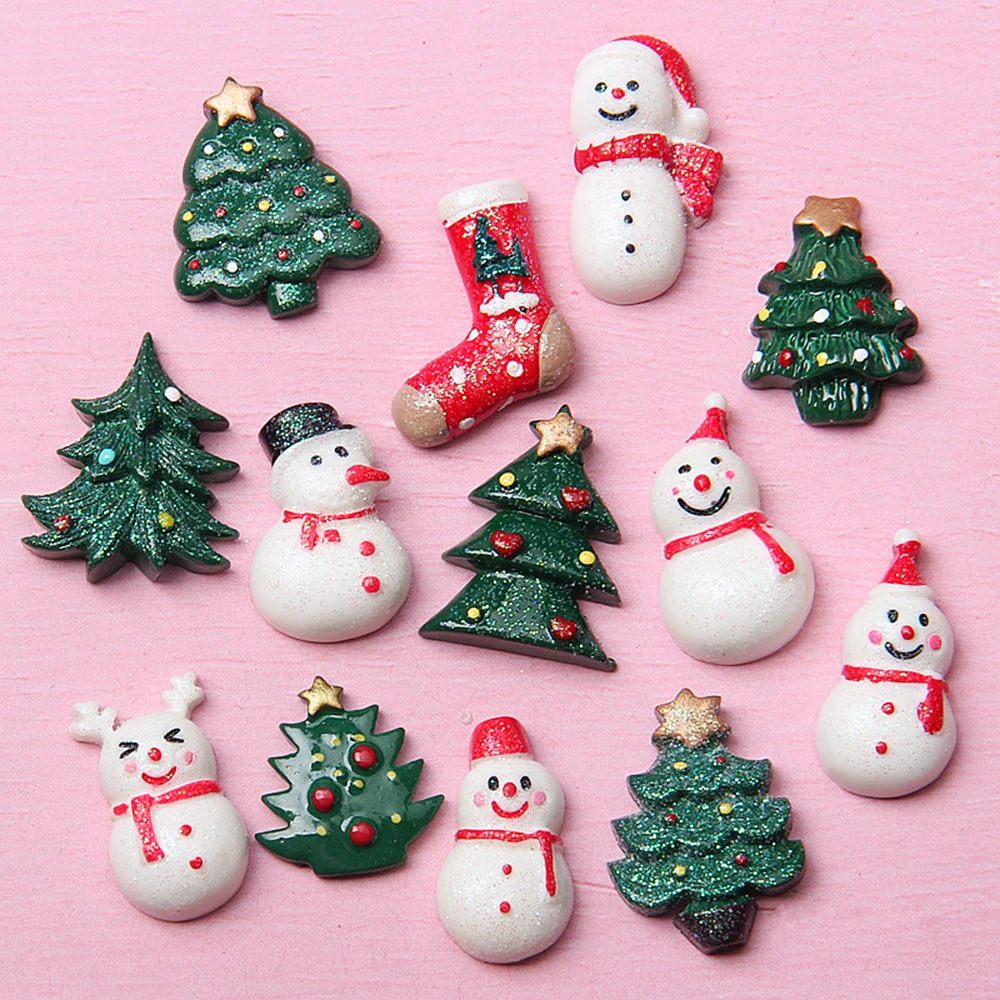 

10Pcs Resin Christmas for Slime DIY Polymer Filler Addition Slime Accessories Toys Mobile Phone Case Jewelry DIY Decoration