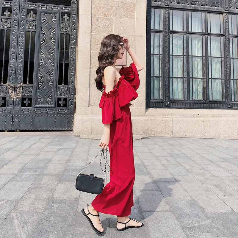 

Photo Shoot 2019 Summer New Style Korean-style Slim Fit Slimming Fresh And Sweet Casual Red WOMEN'S Suit