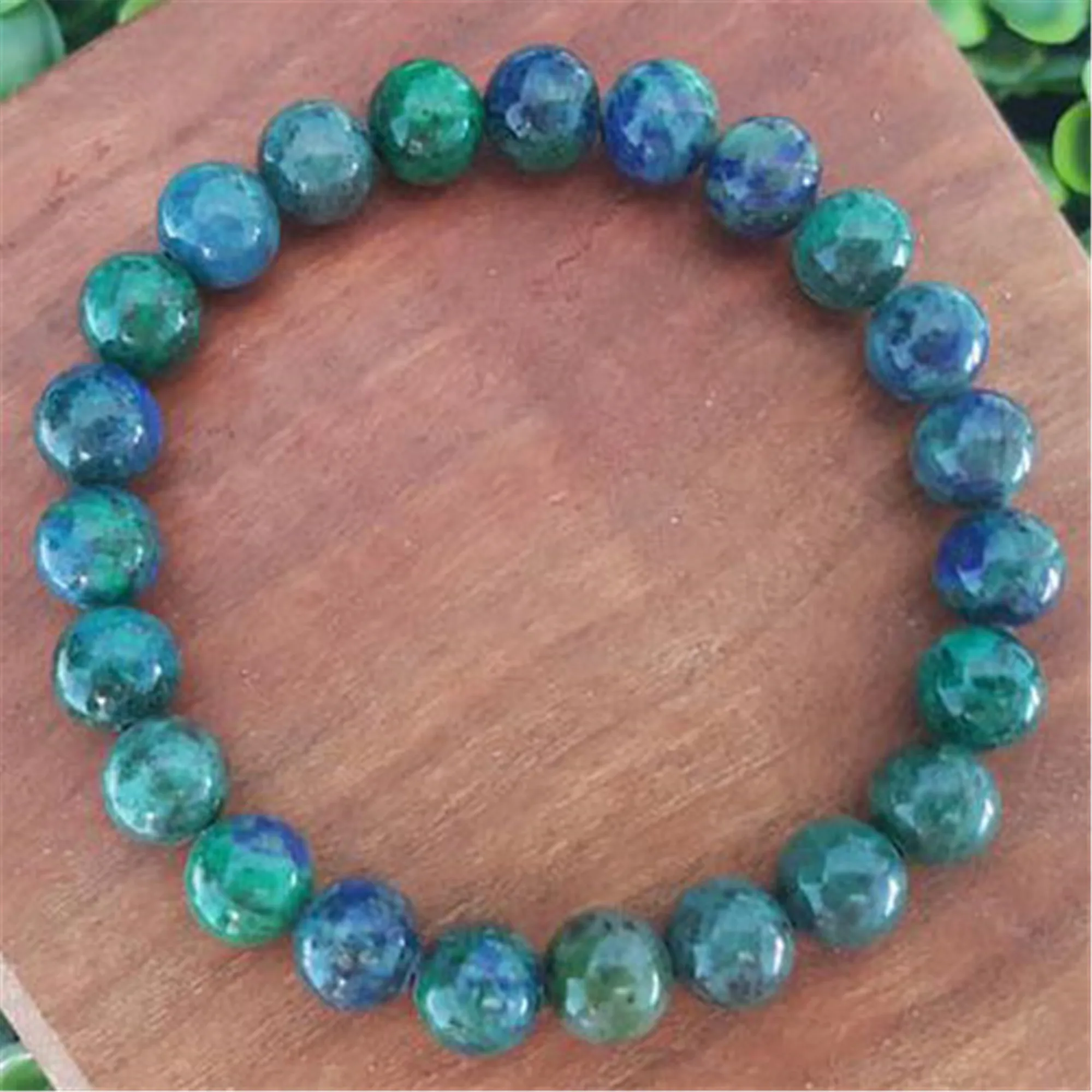 

8mm Azurite Gemstone mala Elasticity Bracelet 7.5 inches Mala Meditation Blessing