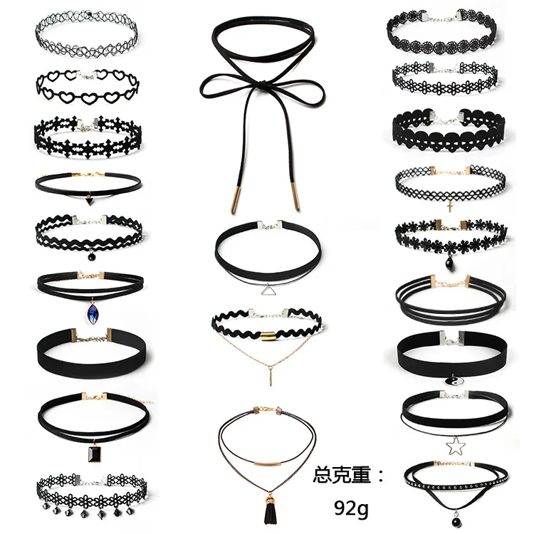Lace Tassel Hollow out Clavicle Chain Gothic Dark Fear Woman's Necklace decoration Jewelry Accessories will never fade