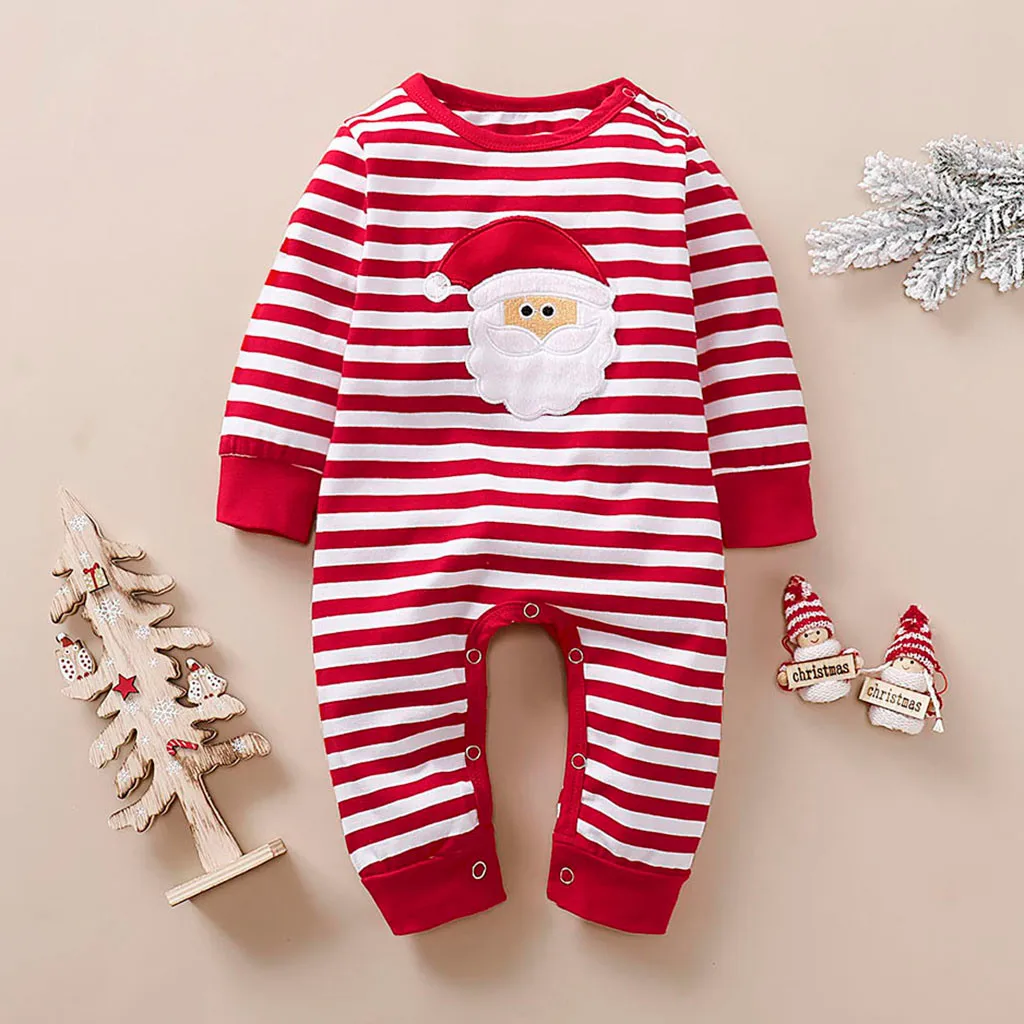 Christmas Baby Girls Boys Clothes Newborn Infant baby Striped Romper Kids Christmas Costume Clothing Cute Clothes Outfit 0-24M
