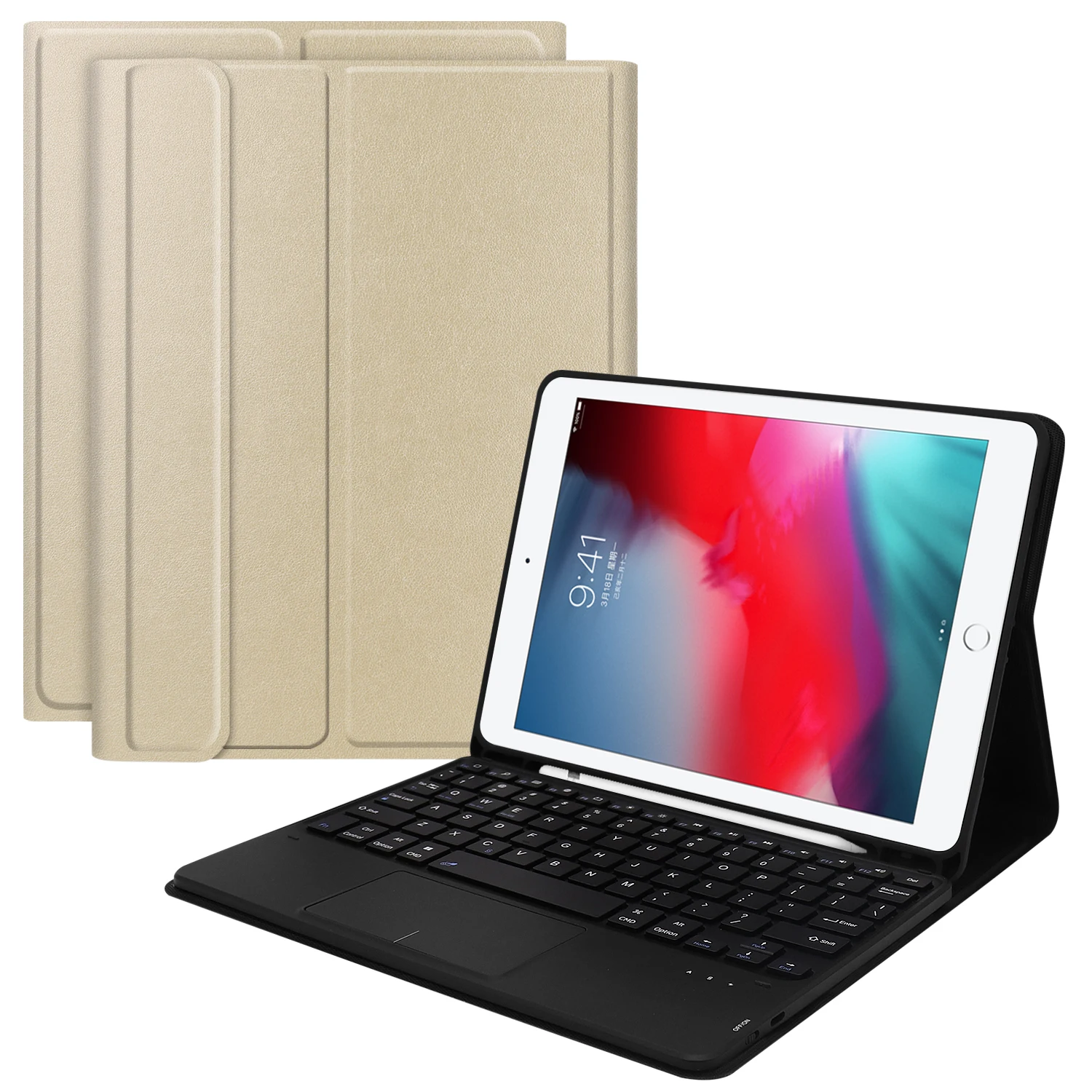 Case For iPad 6th 9.7 Case Removable touchpad keyboard W Pencil Holder Smart Stand Cover For iPad 5th 9.7 Case Keypad