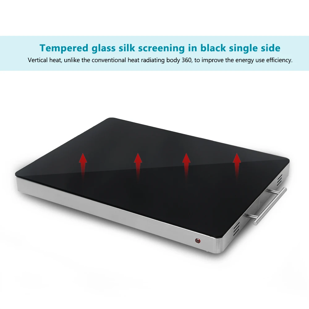 400W Electric Food Heating Plate Stainless Steel Body Food Warm Tray Glass Embedded Surface Wire Control Hot Plate Buffet 220V