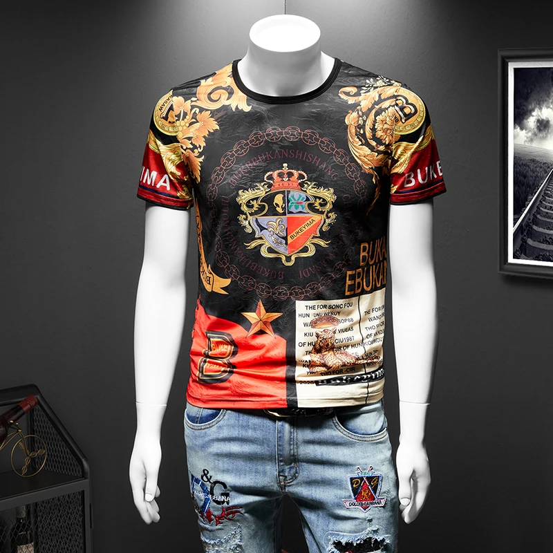 

Floral Casual O-Neck Tees Of Various Colors Styles Poleras Hombre New Fashion Europe Court 4D Printed Mens Short Sleeve T-Shirt