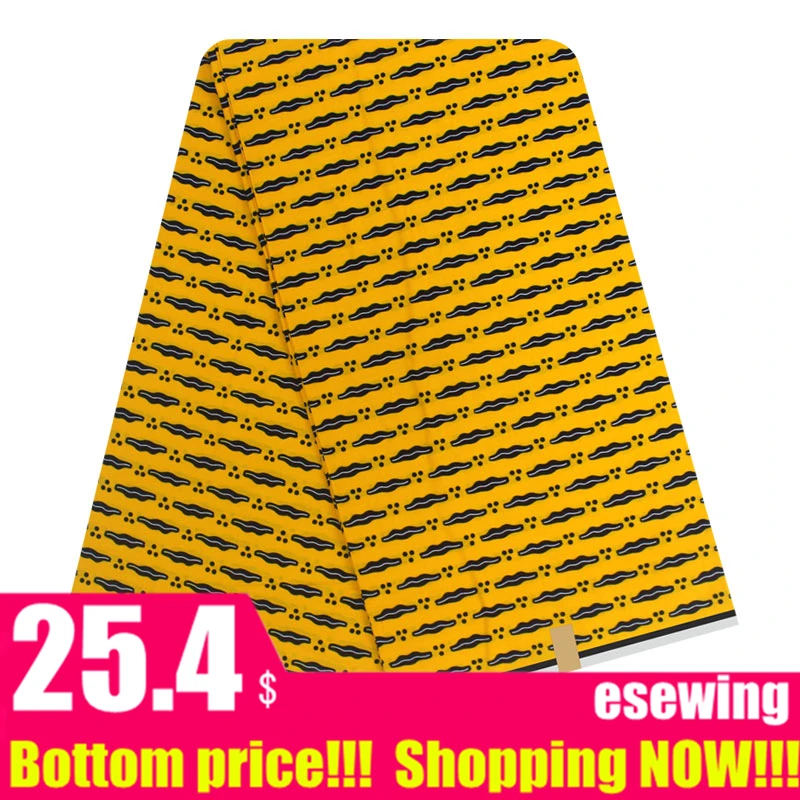 ESEWING желтый воск Анкара африканская вощеная ткань принтом Y хлопок швейный материал для платья Голландский Воск Печать Ткань 6 ярдов