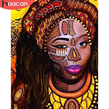 

HUACAN Painting By Number Indian Woman Drawing On Canvas Paint By Numbers Handpainted Acrylic Kits Home Decors