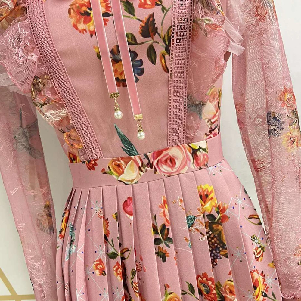 AELESEEN Designer Pleated Dress Runway Fashion