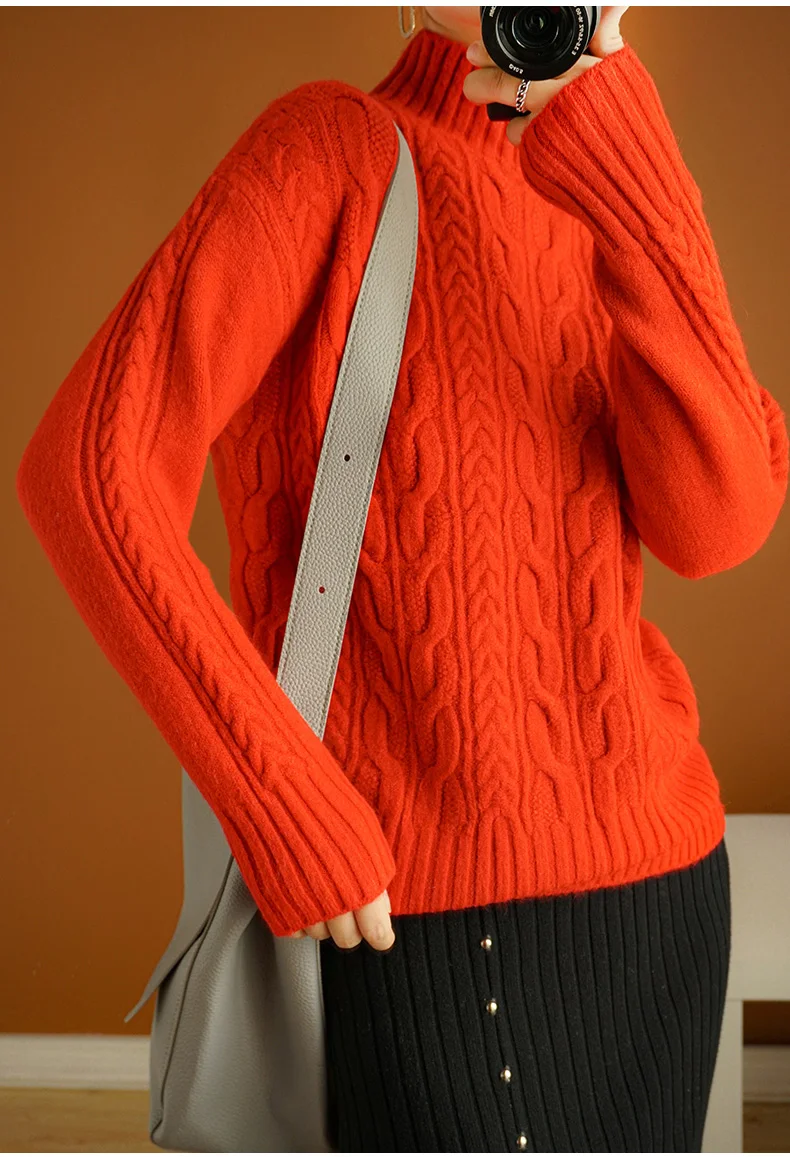Свитера с высоким воротом, женские плотные пуловеры, свободные, Осень-зима, утепленные шерстяные свитера, новинка, Корейская версия пуловеров