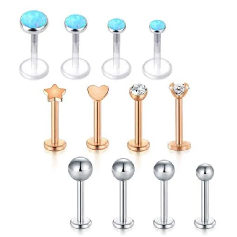 

16G Lip Rings Labret Studs Stainless Steel Helix Cartilage Tragus Earrings Retainer Monroe Medusa Piercing Jewelry