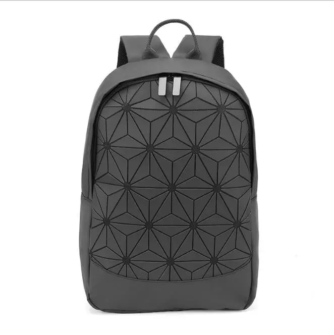 Black hexagon Новинка, Большой Вместительный рюкзак, Женская дорожная сумка, светящийся лазерный рюкзак, ПВХ кожаный рюкзак, Женский Светящийся рюкзак - Цвет: Black hexagon