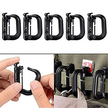 

5Pcs Locking Hanging Multi-Purpose Portable Backpack Clasps Sport Carabiner Black Survival D-Ring Buckle Durable Outdoor