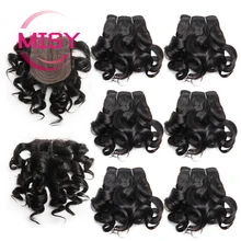 

Brazilian Curly Hair Bundles With 4*4*1 Closure Short Human Hair Bundles With Closure T Part Lace Closure Natural Color