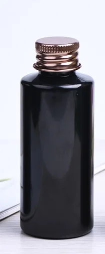 Bronze Lid 60 мл черные пластиковые бутылки 60 мл ПЭТ пустые бутылки с алюминиевой винтовой крышкой косметический Тонер Лосьон крем контейнер для пробирок - Цвет: Bronze Lid