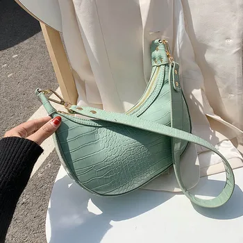 

Women Shoulder Bags Crossbody Bags Female Messenger Bags Stone Pattern PU Leather Summer Small Green Lady Handbags And Purses