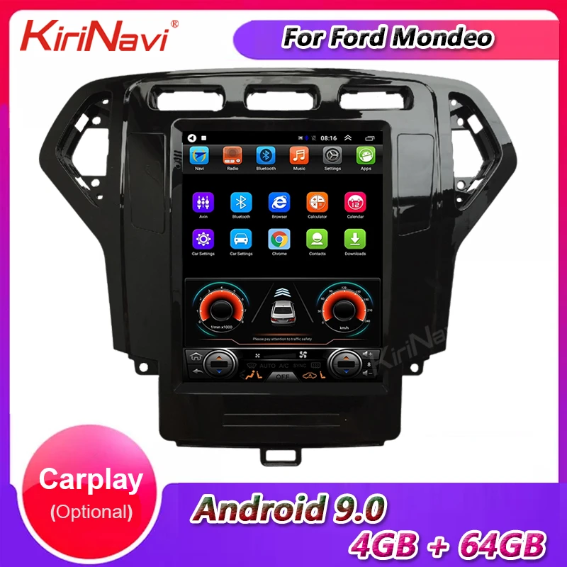 Автомагнитола KiriNavi Telsa с вертикальным экраном 10 4 дюйма Android 0 GPS-навигацией для Ford