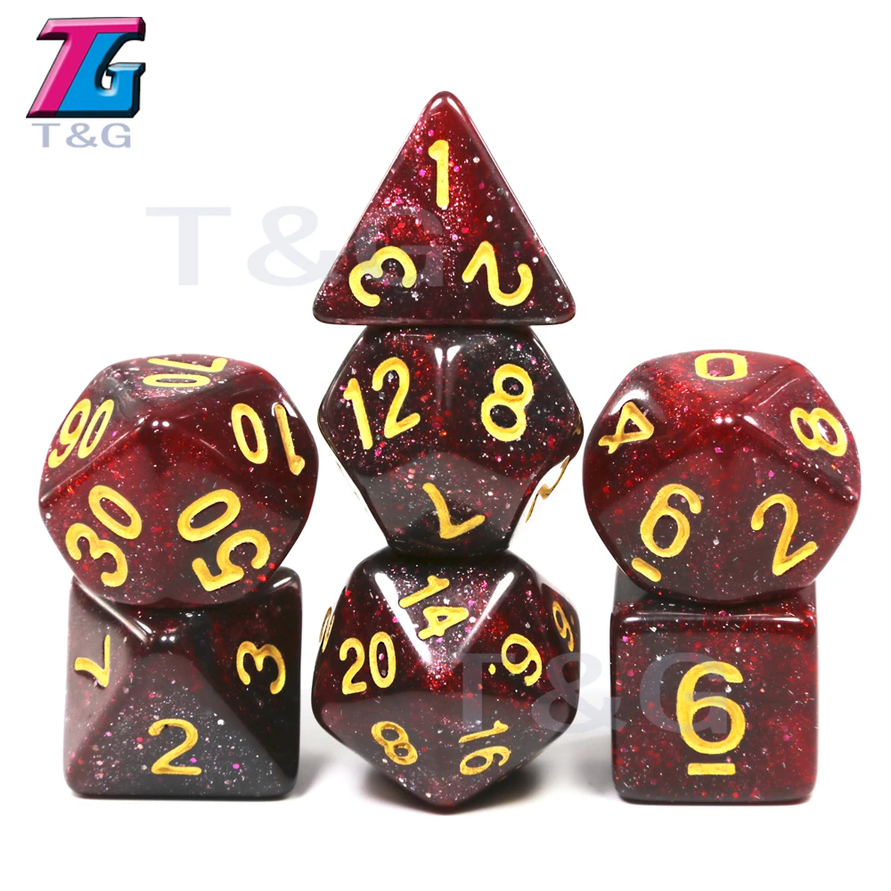 Красный Galaxy Dice Набор игровой 7 шт D& d многогранные аксессуары для настольной игры - Цвет: Красный