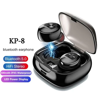 

KP8 TWS Bluetooth 5.0 Earphone Stereo Wireless Earbus 8D HIFI Sound Sport Earphones IPX6 Waterproof with LED Power Display Case