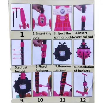 

Windmill Ladybug Scooter Foldable and Adjustable Height Lean to Steer 3 Wheel Scooters for Toddler Kids Boys Girls Age 3-8 GXMB