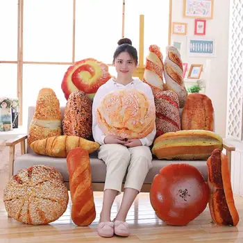 

Butter Bread Meat floss Sesame Donuts Croissant Pillows Food Plush Pillow Simulated Snack Decoration Backrest Cushion