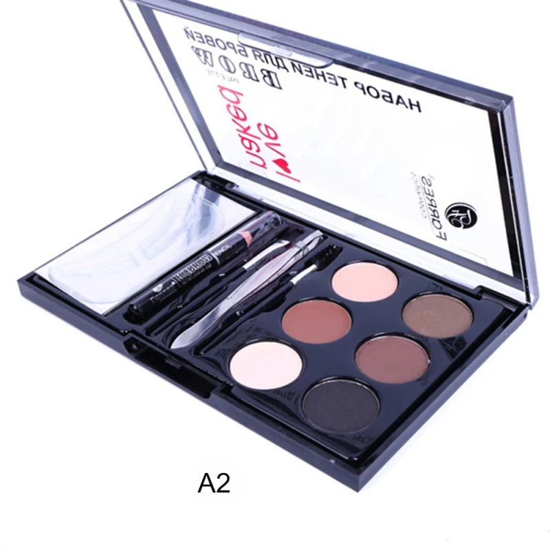 6 Colors Eyebrow Powder With Eyebrow Brush Spiral Head Eyebrow Brush Long-lasting Waterproof Eyebrow Makeup Set - Цвет: A2