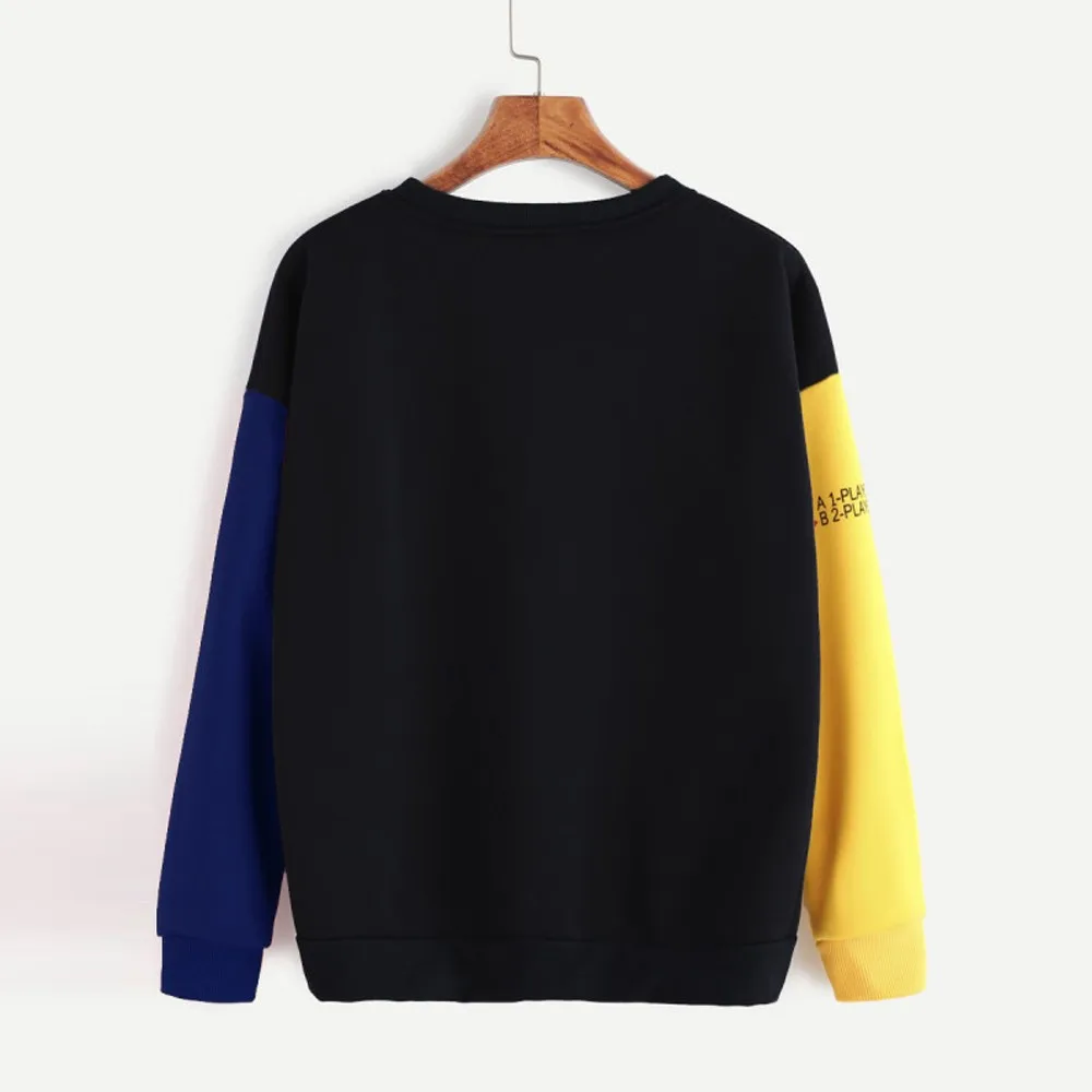JAYCOSIN Fashion Women Simple Casual Loose Solid Letter Print Sweatshirt Long Sleeve Comfortable Soft Chic Pullover Tops Blouse