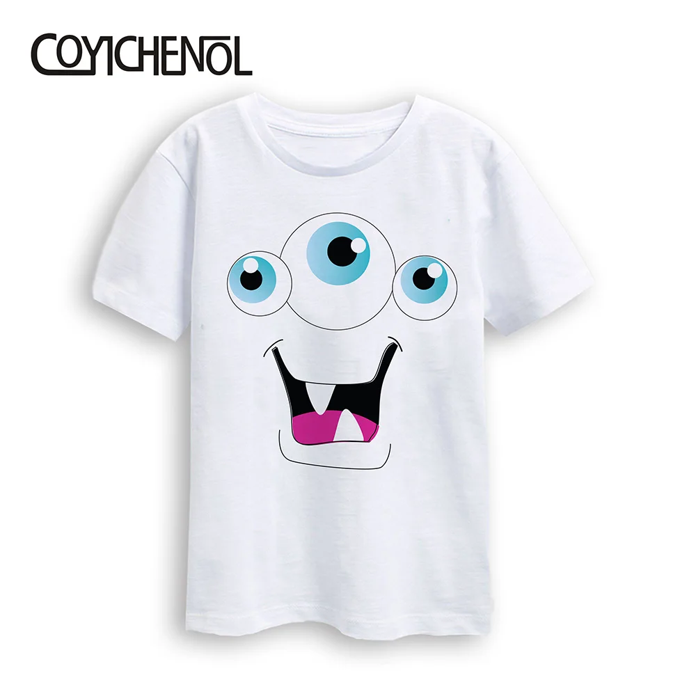 Детские футболки с монстрами, милые детские футболки размера плюс, Kawaii, новые От 2 до 12 лет Детские топы с мультипликационным принтом, COYICHENOL