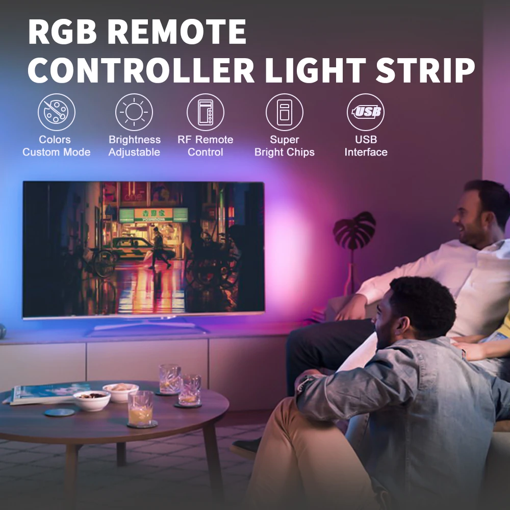 

Tira Led Auto RGB USB LED Strip 0.5m 1m 2m 3m 4m 5m Waterproof SMD 2835 Neon Light Remote Control Led Strip 5V Ambilight RGB