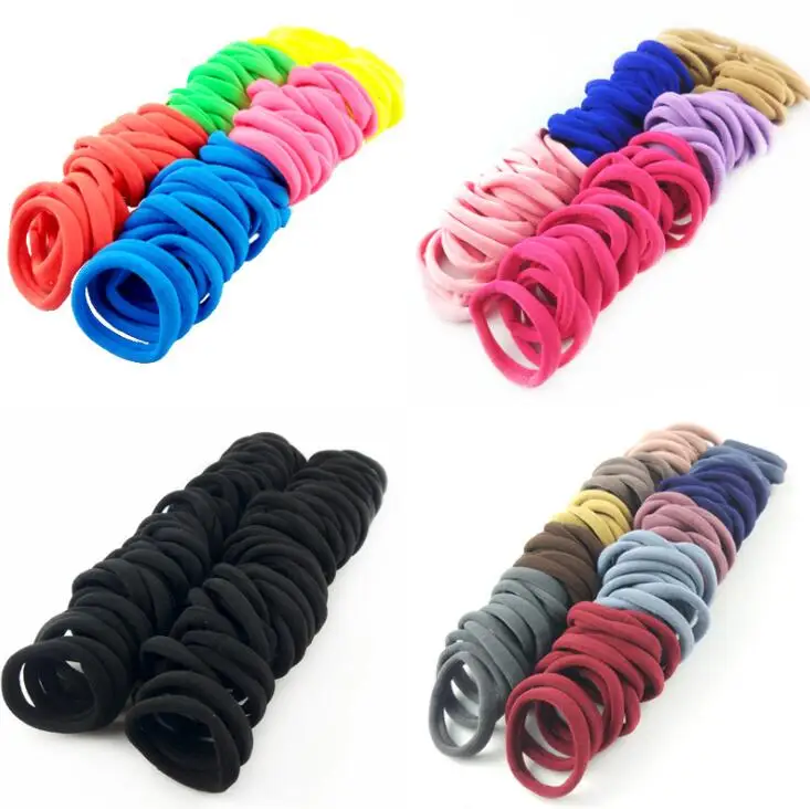 50 Pcs/Lot Black Colorful Scrunchies Ponytail Holders White Hair Accessories Ties Headband Seamless Hair Bands For Women Girl - Image 5