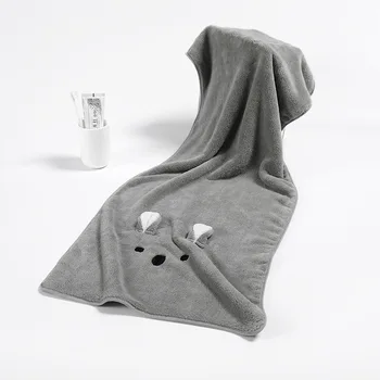 

80*36cm 3D Pattern Hair Towel Household Bathroom Towel Microfiber Solid Quickly Dry Hair Hat Womens Face Towel