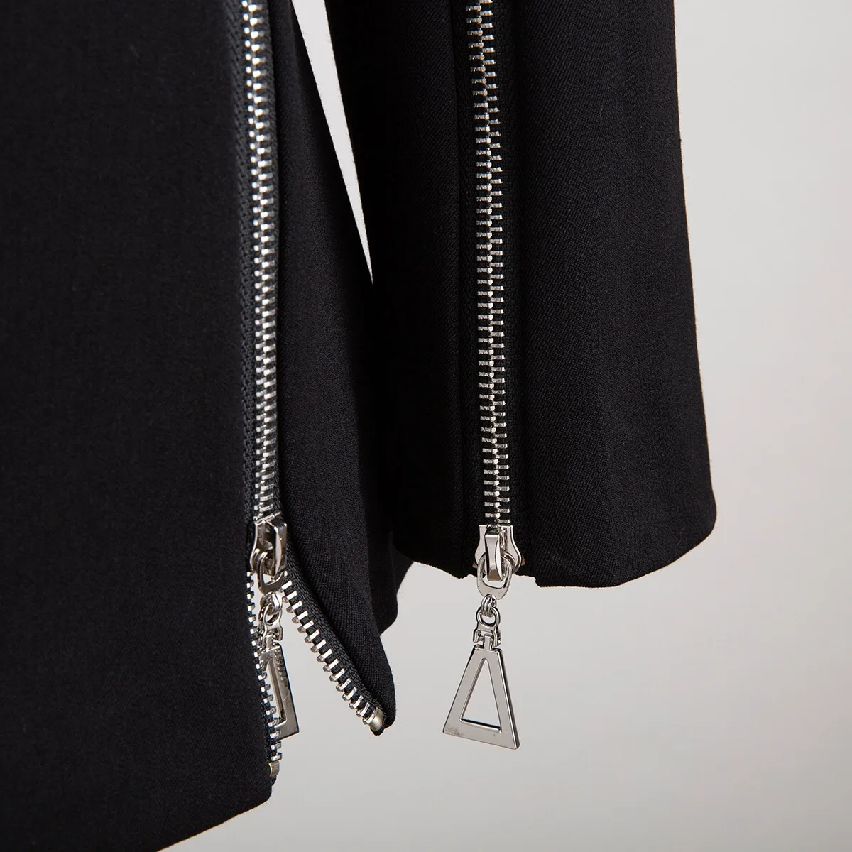 Multi Zipper Heavy Industry Women Black Blazer Notched Collar Long Sleeve Slim OL Style Female Blazers
