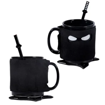 

Thumbs up ninja mug with coaster mixing spoon removable thermal insulation cup cover