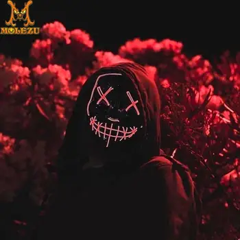 

Molezu Halloween Led Mask Party Masque Masquerade Mask Neon Maske Light Glow In The Dark Mascara Horror Mask Glowin