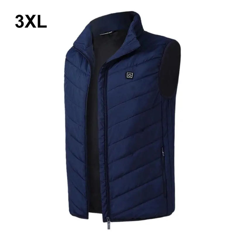 Уличный жилет с электрическим подогревом, USB нагревательный жилет, зимняя Тепловая ткань, перо, горячая Распродажа, походная Теплая Охотничья Куртка - Цвет: Blue Vest 3XL