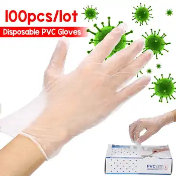 

100Pcs Disposable Gloves PVC Work Golves Prevent Bacterial Contact Gloves Latex Dishwashing/Kitchen/Medical Garden Cleaning
